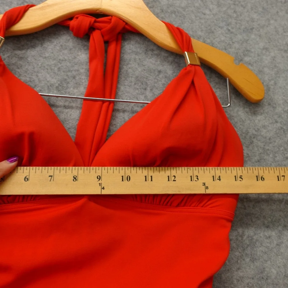 Victorias Secret Womens One Piece Swimsuit L Red Beach Pool Glam Resort Halter